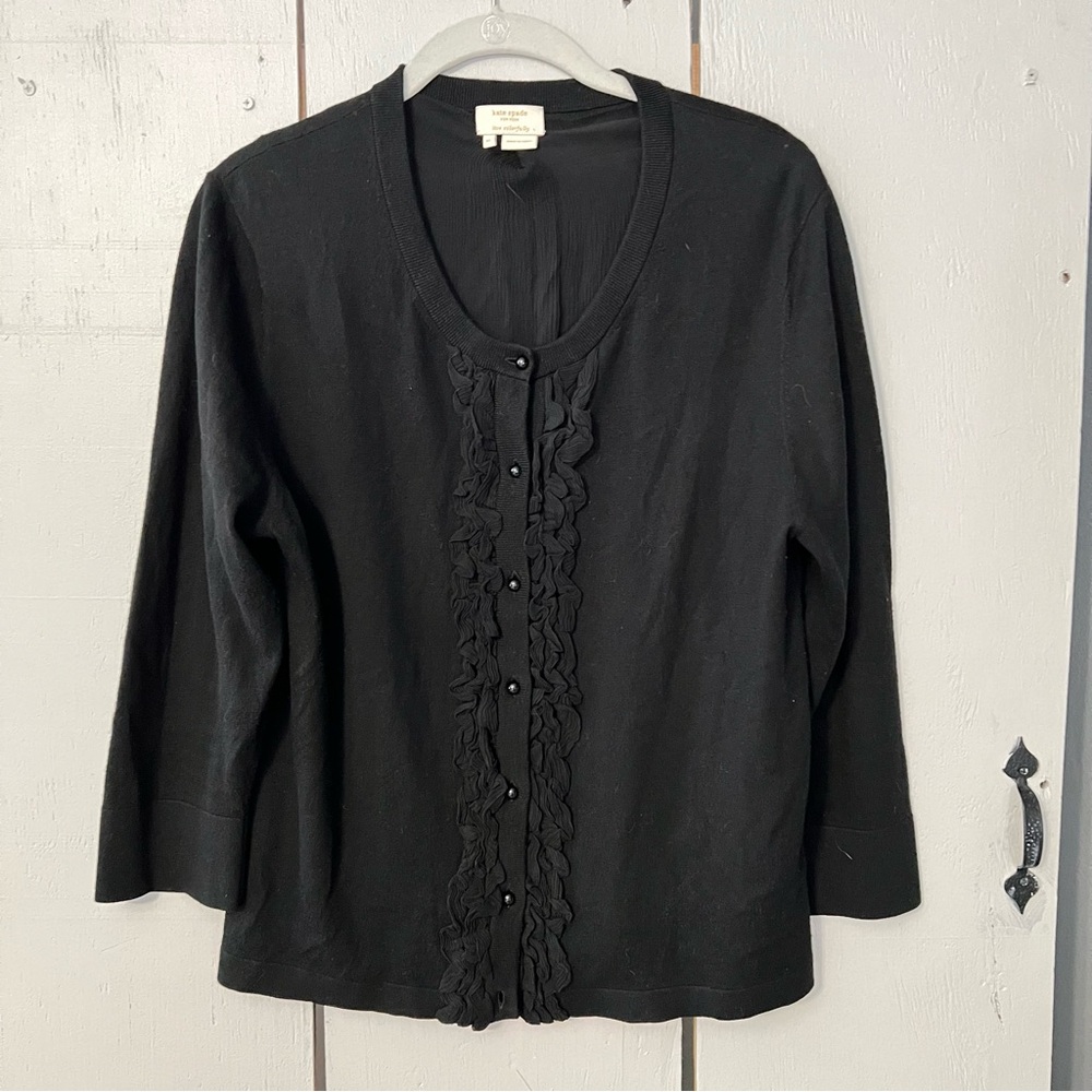 Kate Spade Live Colorfully Ruched Front Size XL Black Cotton Blended
